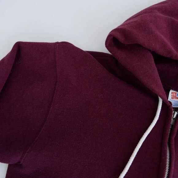 Vintage Hanes Activewear Maroon Zip Up Hoodie w/ Florida Palm Tree Ocean View M - Picture 11 of 11